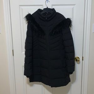 Faux fur hooded quilted winter coat 2x